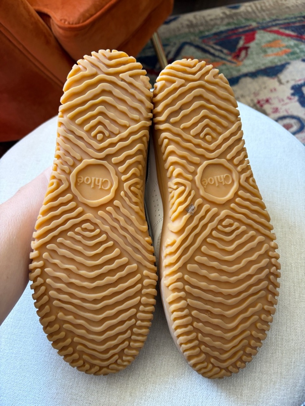 Chloé White & Tan Platform Sneakers - Picture 5 of 6